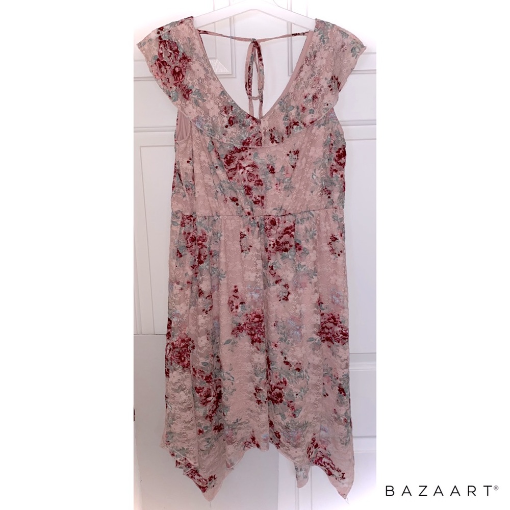 Floral pink lace dress